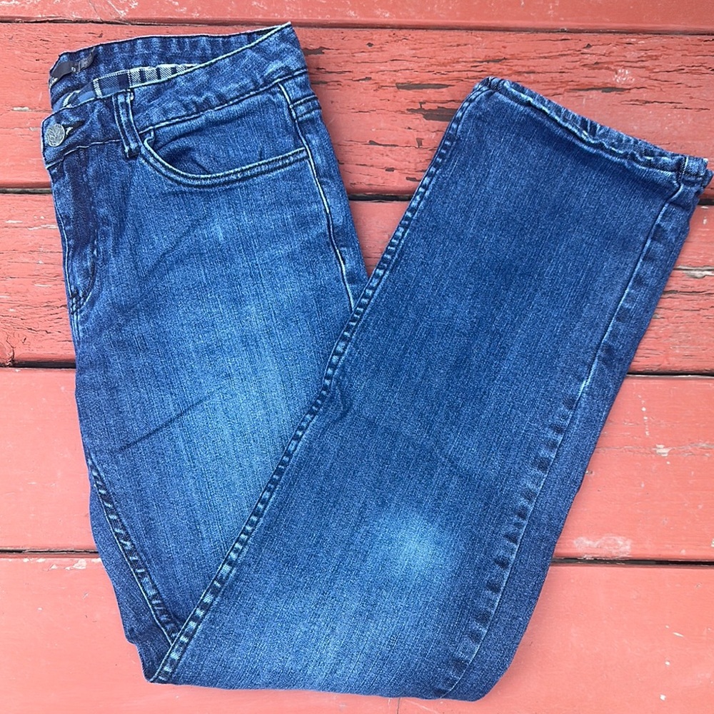 Prana Blue Denim Jeans with Plaid Lining size 6